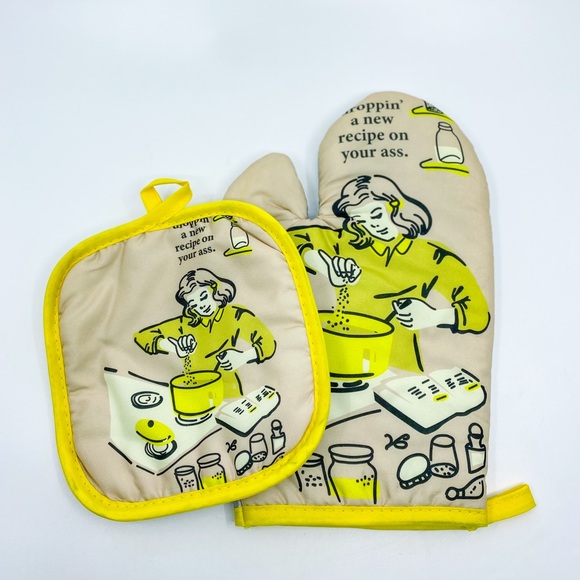 “Droppin A New Recipe” 2-Piece Cotton Oven Mitt/ Pot Holder Set - New In Package - Picture 9 of 9